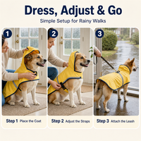 Imperméable réglable pour chien avec capuche et ouverture pour laisse, idéal pour les promenades par temps humide, garde les chiens plus secs sur les rues de la ville par temps de pluie.