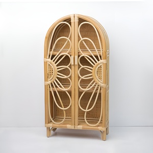 Grandes armoires pour enfants commode en osier pour chambre d'enfant organisateur et décoration armoire florale en bois de rotin - Product Image 1