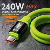 Câble USB C vers USB C 240W avec affichage numérique de la puissance, puce E-Marker, silicone liquide, charge rapide, câble de données pour plusieurs appareils
