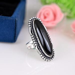Bague tendance en argent sterling 925, pierre d'agate ovale, plaquée rhodium, style bohème, faite à la main, bijoux pour femmes, cadeau de fête - Product Image 2