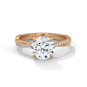 Bague de fiançailles élégante en diamant solitaire torsadé, diamant cultivé en laboratoire, personnalisable en or 10K/14K/18K, clarté VVS - Product Image 2