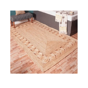 พรมป่านปอกระเจาธรรมชาติแบบ100% สไตล์โมเดิร์นเรียบง่ายปรับแต่งได้ทำด้วยมือตรงจากอินเดียสำหรับห้องนั่งเล่น - Product Image 1