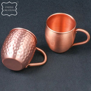 Taza de cobre de mula de Moscú antigua, taza de cóctel lisa y martillada con asa para café y bebidas para el regreso a la escuela - Product Image 4