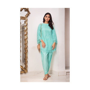 Meilleur design de robe de soirée 3 pièces brodée à la main/Robes pakistanaises décontractées pour femmes nouveau style à vendre - Product Image 5