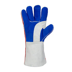 Gants de soudage de sécurité industrielle robustes en cuir de vachette renforcé Gants de barbecue résistants à l'abrasion en cuir fendu Protection des mains - Product Image 4