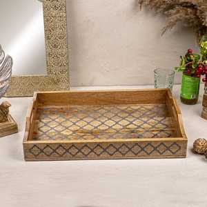 Bandeja Rectangular Moderna de Madera para Servir Té Café y Platos para Decoración del Hogar y Bodas Ramadán - Product Image 3