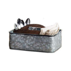 Porte-couverts en bois fait à la main de qualité supérieure en 2 sections avec porte-serviettes attaché pour restaurant à manger Caddy - Product Image 5