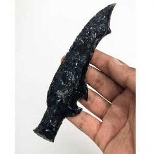 มีดสั้นหินออบซิเดียนสีดำใบมีดแกะสลักหินธรรมชาติทำขึ้นเพื่อความสวยงามเป็นเอกลักษณ์ - Product Image 1