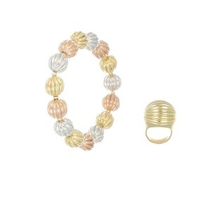 แหวนเงินลายทางชุบทอง18 KT ทำจากอิตาลีที่ดูทันสมัยในทุกโอกาส - Product Image 4