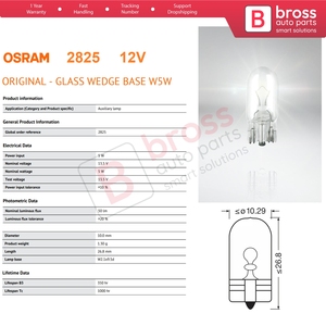 BHL594 Pack de 10 ampoules transparentes 2825 W5W 12V Série ORIGINAL - Product Image 5