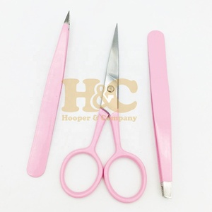New <b>Pink</b> Eyebrow Tweezers Professional High Quality Tweezers Pouch Stainless Steel Eyebrow Tweezers <b>Set</b> Scissor free logo - Product Image 5