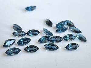 Topacio Azul Londres Natural, Corte Marquesa, de 2x4 mm a 6x12 mm, Facetado - Topacio Azul Londres Suelto, Corte Marquesa, Gema de Alta Calidad - Product Image 2