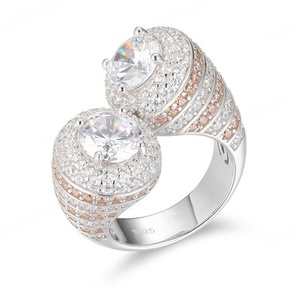 Double Halo Diamond <b>Ring</b> S925 Sterling Silver Two Tone <b>Iced</b> Out Luxury Hip Hop <b>Ring</b> for Unisex Elegant Moissanite <b>Ring</b> Jewellery - Product Image 1