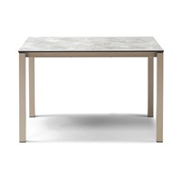 Table à manger rectangulaire extensible 120-160-200x80 cm, plateau compact en stratifié, structure en acier galvanisé