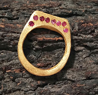 Bague en argent sterling 925 plaqué or avec pierre précieuse rubis rouge, forme romantique, sertissage pavé, pour mariage et fiançailles, pour femme