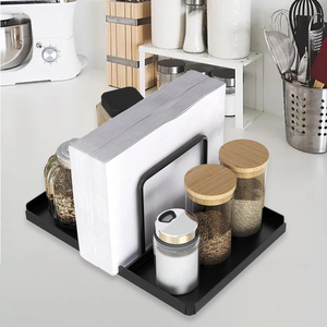 Space-Saving Metal Napkin Dispenser <b>Spice</b> <b>Jar</b> Rack Black Home Tabletop Countertop Countertop Convenient Standing Tissue Boxes - Product Image 6