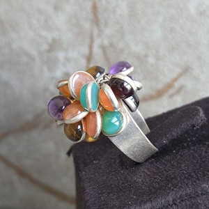 Wholesale Custom Bezel Setting <b>Quartz</b> Women's Engagement <b>Ring</b> Handcrafted Multiple Gemstones Trendy Wedding Gift OEM Option - Product Image 6