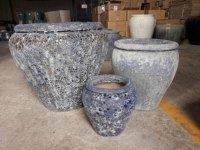 [Jason] Vases en céramique émaillée en gros - Grands pots en céramique émaillée bleue, jardinières, poterie - Jardin extérieur - Fournisseur de poterie du Vietnam