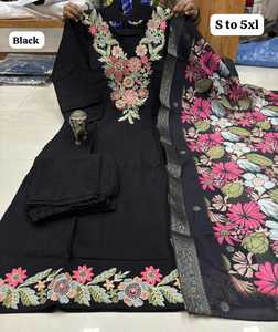 ชุดเดรสผ้ามัสลินผ้าไหมเคอร์ติงานทำมือหนักพร้อมด้วยดิจิตอล dupatta ช้อปปิ้งออนไลน์อินเดีย - Product Image 4