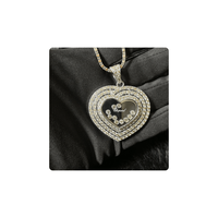 Pendentif en forme de cœur en diamant naturel de haute qualité fabriqué en or blanc 14 carats avec diamants mobiles en verre