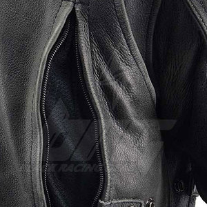 Chaqueta de Motociclista de Cuero Genuino Hecha a Medida, Impermeable, Resistente al Viento y al Fuego, para Invierno, Color NEGRO RACING, Superventas - Product Image 6