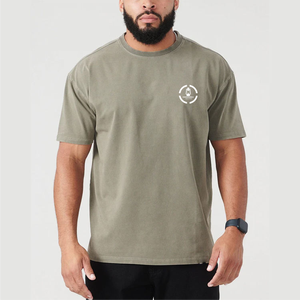 T-shirt d'entraînement de gymnastique surdimensionné en coton pour hommes, vêtements de fitness vierges personnalisés de haute qualité - Product Image 6