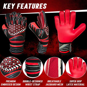 Direct Factory's High Quality Professional Soccer <b>Gloves</b> Adults <b>Youth</b> Super Grip Latex Waterproof Full Finger Goalkeeper <b>Gloves</b> - Product Image 2