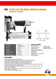เครื่องยิงตะปูลม RPT630R ขนาด 23 GA 0.64 มม. ความยาวตะปู 12-30 มม. ความจุ 120 ชิ้น ขนาด 175x40x220 มม. น้ำหนัก 1.02 กก. OEM รับประกัน 1 ปี - Product Image 2