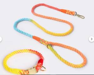 Cuerda de algodón de color tejida Collar para mascotas Correa para caminar Algodón Durable y fuerte - Product Image 1