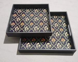 Bandeja de madera de nuevo diseño para vaso de agua y bandeja para servir desayuno y comida bandeja de madera de gran venta - Product Image 3