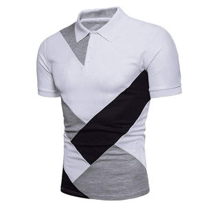 Polos de Golf de algodón 100% de punto acanalado transpirable con patrón sólido para hombre - Product Image 2