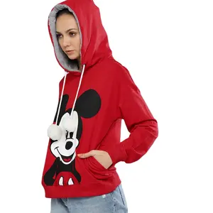 Benutzer definiertes Logo Niedliche Mickey Mouse Print Frauen Tier Tasche Hoodie Tops Unisex Hooded Sweatshirt & Hoodies Günstiger Preis Stylish Hoodie