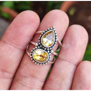 Handmade Citrine <b>Statement</b> <b>Ring</b> in Sterling Silver Yellow Gemstone Jewelry for November Birthdays Fashionable <b>Ring</b> - Product Image 5