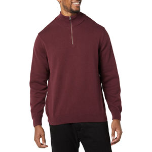 Sweat-shirt pour homme de haute qualité, demi-zip, coton mélangé, quart de zip, col montant, fermeture éclair, manches longues - Product Image 4