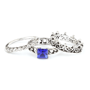 Anillo de Mujer con Piedras Decorativas - Plata - Azul - Product Image 1