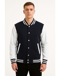 Veste universitaire en chenille brodée de haute qualité en cuir à manches longues veste de baseball personnalisée de couleur unie pour homme - Product Image 2