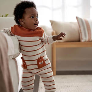 Suéter de Punto para Bebés, Mono con Cuello Acanalado, Sensación Segura y Cómoda, Jersey con Broches en las Piernas para Facilitar el Cambio de Pañal, Logotipo OEM - Product Image 4