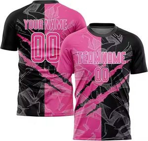 เสื้อฟุตบอลยูนิเซ็กซ์ขายส่ง พร้อมปักหมายเลขและโลโก้ตามสั่ง ระบายอากาศ แห้งเร็ว น้ำหนักเบา คอวี 100% โพลีเอสเตอร์ หลายสี - Product Image 6