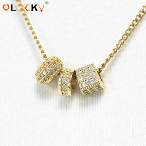 Collana con Ciondolo Personalizzabile LUCKYJIU, Gioielli alla Moda con Zirconi Cubici, Placcata in Oro 18k, Fai-da-Te per Donne - Product Image 2