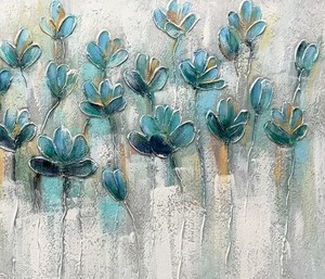 Grande paesaggio strutturato <span class=keywords><strong>pittura</strong></span> acrilica astratta Teal Blossom <span class=keywords><strong>pittura</strong></span> a olio su tela Wall Art Home Living Room Wall Decor - Product Image 2