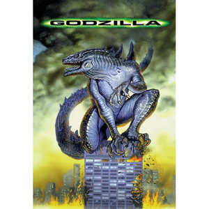 Carte postale numérique Godzilla imprimée en offset pour les fêtes de Noël ou les anniversaires, fabriquée en papier de qualité - Product Image 1