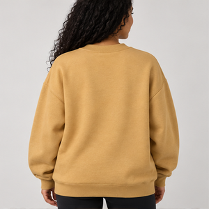 Sudadera de cuello redondo con letras bordadas en amarillo mostaza para mujer, manga larga, estilo Trackstar, OEM, marca privada - Product Image 3