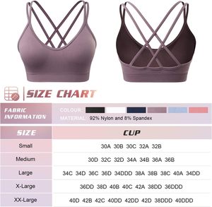 Sujetador deportivo Reversible con espalda cruzada para mujer, Sujetador deportivo con tiras acolchado, soporte medio para entrenamiento, Fitness, Yoga, disponible en talla mediana - Product Image 6
