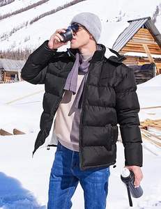 Chaqueta de bombardero de invierno con capucha y cuello levantado para hombre de alta calidad, abrigo de burbujas cálido de lana, cierre de cremallera ODM High Street - Product Image 2