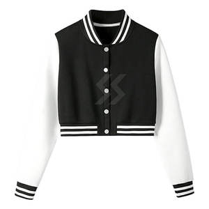 <b>Lightweight</b> <b>Women</b> Crop Top Letterman <b>Jacket</b> Durable Material Comfortable Crop Top Letterman <b>Jacket</b> - Product Image 1