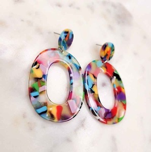 Pendientes de Resina Bordados a Mano, Joyería de Moda de Acero Inoxidable para Mujeres y Niñas, Estilo Clásico para Bodas, Alta Calidad - Product Image 4