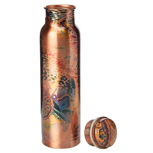 Vendedor de FBA Botella de agua de cobre Botella de cobre ecológica Deportes Ayurveda Beneficio Botella de agua martillada 100% Puro saludable - Product Image 3