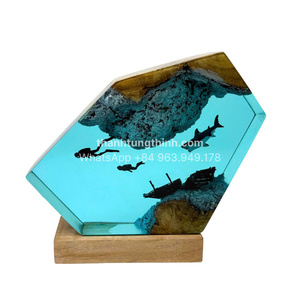Hot thỏa thuận bán buôn tùy chỉnh sáng tạo Epoxy nhựa tổng hợp ánh sáng ban đêm dưới biển karst Cave cá voi và Scuba Diver trang trí đèn - Product Image 5