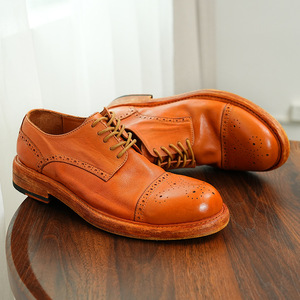 Zapatos Oxford de Cuero Vacuno Genuino para Hombre, con Aumento de Altura, Formales, con Cordones, Tallados, Antideslizantes, para Bodas de Verano - Product Image 6