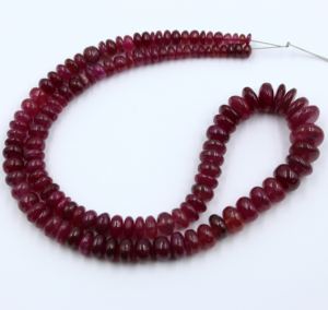 Cuentas de rubí rojo natural Rondell 4X11MM 16 "Cuentas sueltas hechas a mano para la fabricación de joyas Cuentas de rubí suave Rondell - Product Image 4